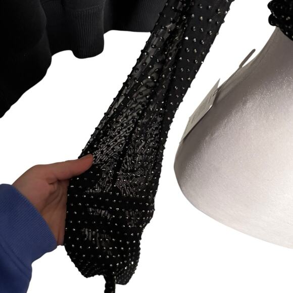 Self Portrait Mesh Rhinestone Embellished Cropped Top 0 - Picture 5 of 13